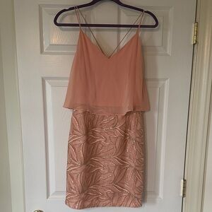 Elegant Coral Layered Mini Dress